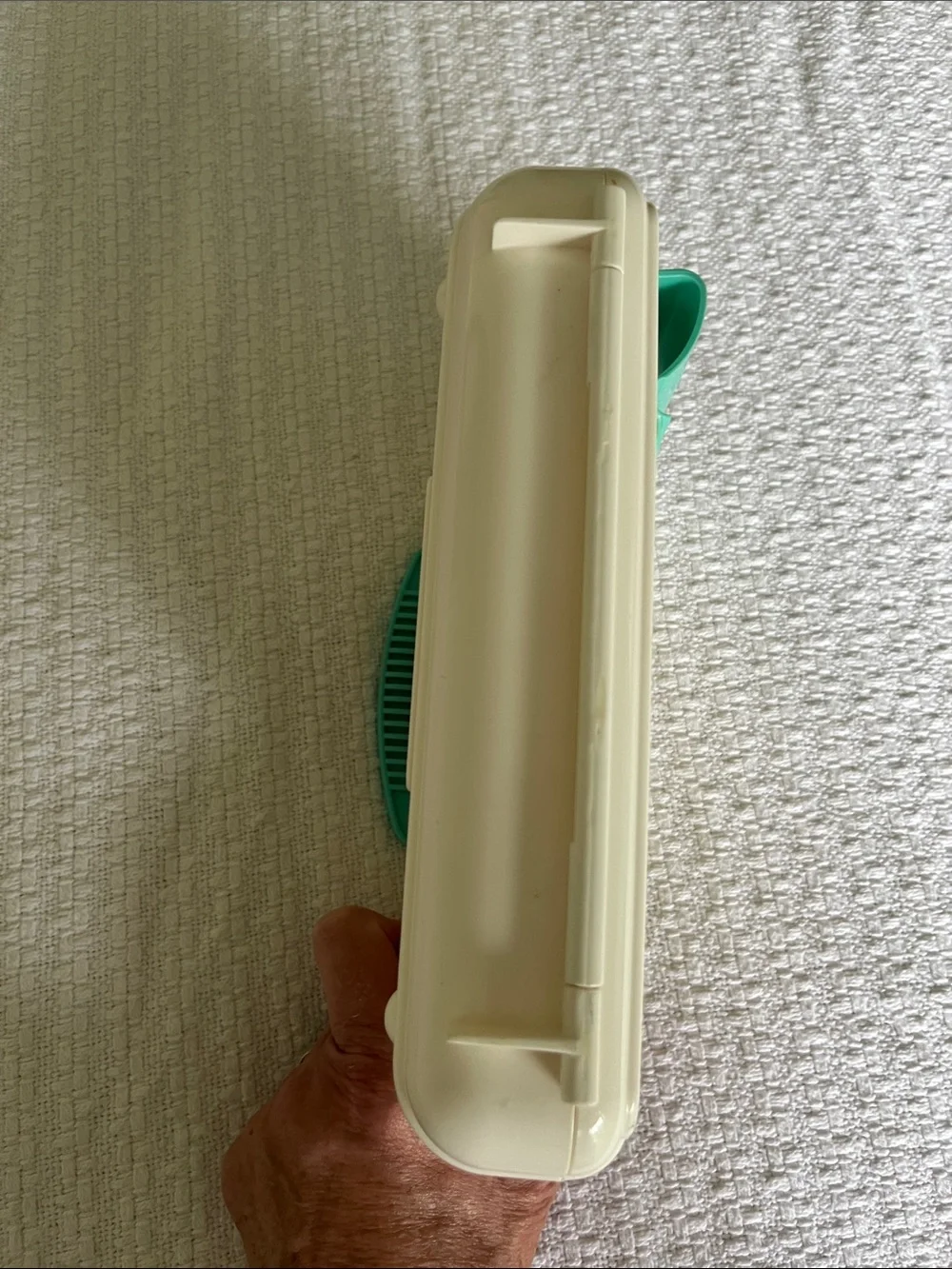 1997 Fisher-Price Cream Case with Teal Handle Kids Medical Storage Box